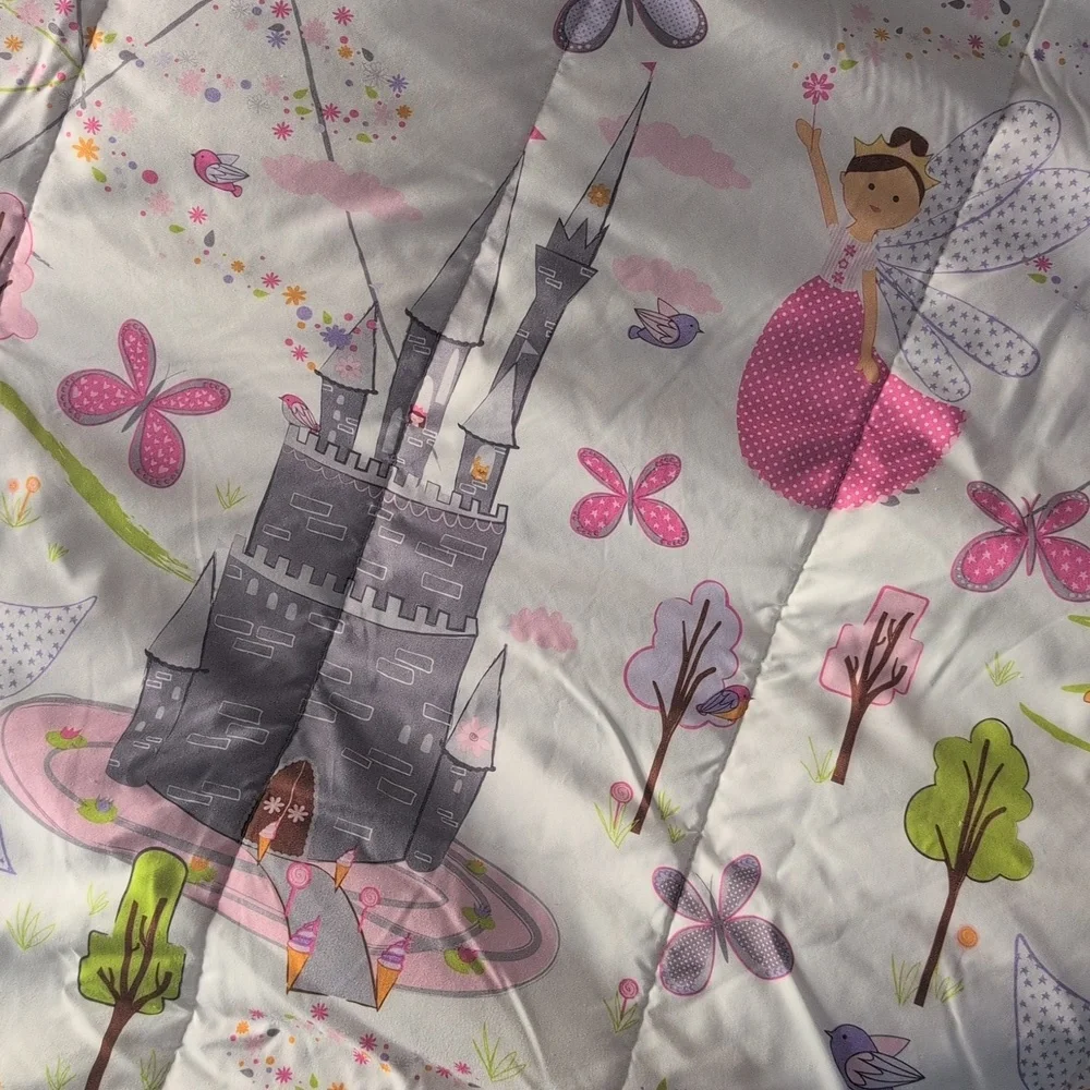Fairy Tale Castle Comforter Set - Pink and Gray